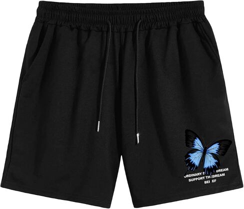 WDIRARA Men's Rose Letter Graphic Print Drawstring Waist Active Pocket Shorts in Saudi Arabia