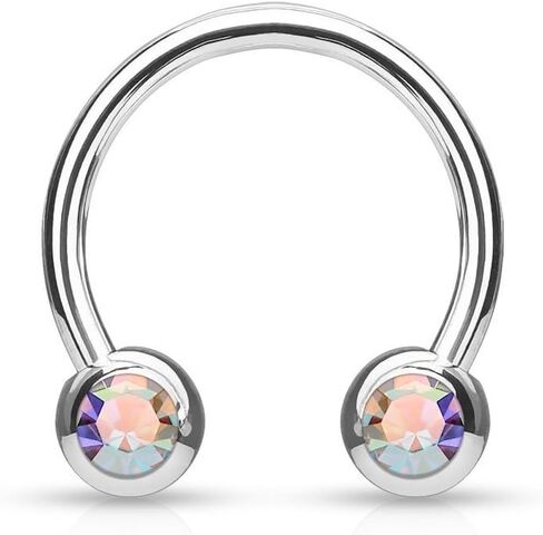 Front Facing Jewel Balls IP Over 316L Surgical Steel Circular/Horseshoes for Nipple, Septum and Ear Cartilage Piercings in Saudi Arabia