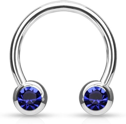 Front Facing Jewel Balls IP Over 316L Surgical Steel Circular/Horseshoes for Nipple, Septum and Ear Cartilage Piercings in Saudi Arabia