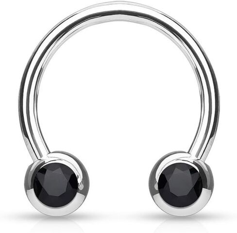 Front Facing Jewel Balls IP Over 316L Surgical Steel Circular/Horseshoes for Nipple, Septum and Ear Cartilage Piercings in Saudi Arabia