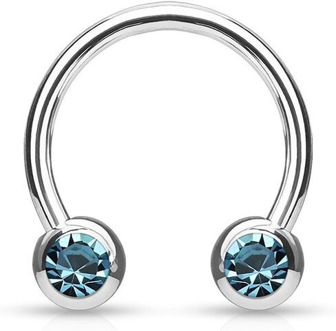 Front Facing Jewel Balls IP Over 316L Surgical Steel Circular/Horseshoes for Nipple, Septum and Ear Cartilage Piercings in Saudi Arabia