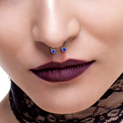 Front Facing Jewel Balls IP Over 316L Surgical Steel Circular/Horseshoes for Nipple, Septum and Ear Cartilage Piercings in Saudi Arabia