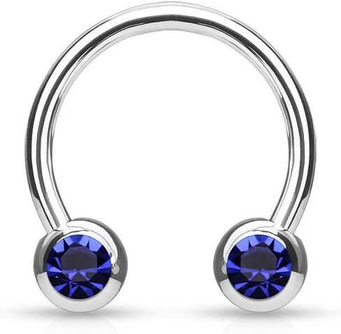 Front Facing Jewel Balls IP Over 316L Surgical Steel Circular/Horseshoes for Nipple, Septum and Ear Cartilage Piercings in Kuwait