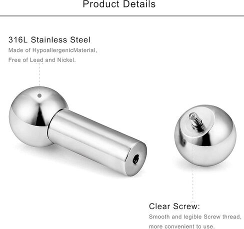 Lcolyoli PA Ring-Internally Threaded Straight Barbell Nipple Ring 316L Surgical Steel Genital Pierced Body Jewelry 2G 4G 6G 8G 12mm 16mm in Saudi Arabia