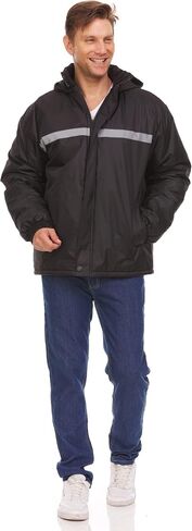 12 Pack of Mens Jackets Winter Coats Wholesale, Hooded Jacket for Men in Bulk, Safety Reflectors in Kuwait