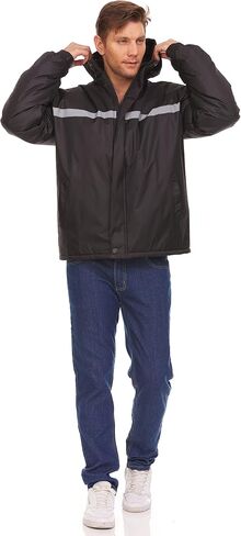 12 Pack of Mens Jackets Winter Coats Wholesale, Hooded Jacket for Men in Bulk, Safety Reflectors in Kuwait