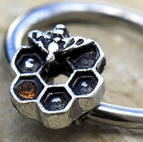 Amelia Fashion 16GA Bee and Honeycomb Captive Ring for CArtilage, Lip, Septum & More 316L Surgical Steel in Saudi Arabia