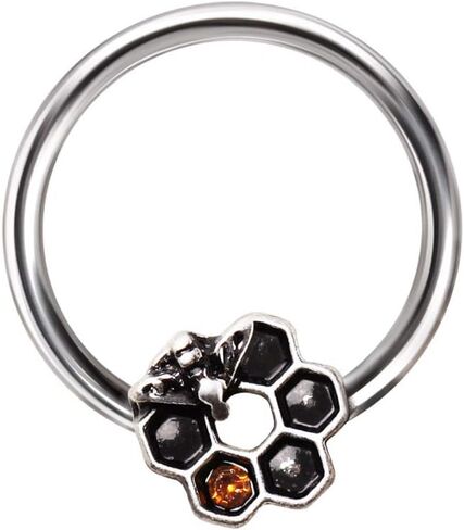 Amelia Fashion 16GA Bee and Honeycomb Captive Ring for CArtilage, Lip, Septum & More 316L Surgical Steel in Saudi Arabia