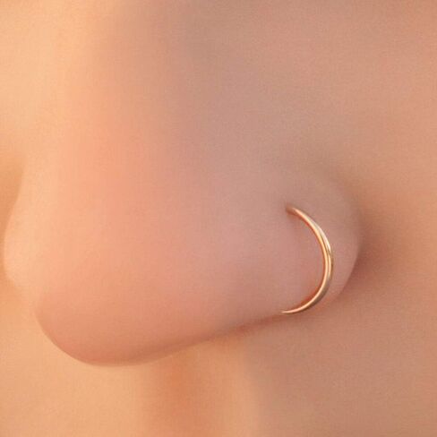 PiercingPoint 9 Karat Solid Gold 22 Gauge (0.6MM) - 1/4 Inch (6MM) Length Seamless Continuous Nose Hoop Ring in Kuwait