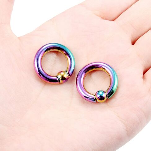 Ftovosyo PA Rings حلقات الخرزة الأسيرة حلقات زنبركية CBR Monster Ball Ball Rings حلقة حاجز كبيرة الأذن مقاييس الأقراط 2G 4G 6G 8G 316L مجوهرات الجسم الجراحية الفولاذية المثقوبة للنساء والرجال قطعتين in Kuwait