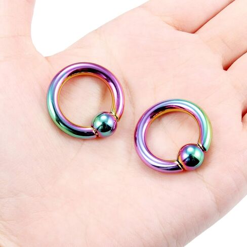 Ftovosyo PA Rings حلقات الخرزة الأسيرة حلقات زنبركية CBR Monster Ball Ball Rings حلقة حاجز كبيرة الأذن مقاييس الأقراط 2G 4G 6G 8G 316L مجوهرات الجسم الجراحية الفولاذية المثقوبة للنساء والرجال قطعتين in Kuwait
