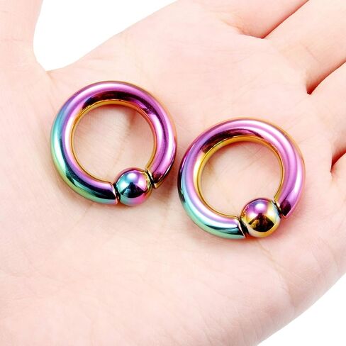 Ftovosyo PA Rings حلقات الخرزة الأسيرة حلقات زنبركية CBR Monster Ball Ball Rings حلقة حاجز كبيرة الأذن مقاييس الأقراط 2G 4G 6G 8G 316L مجوهرات الجسم الجراحية الفولاذية المثقوبة للنساء والرجال قطعتين in Kuwait