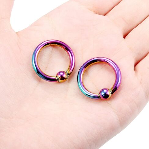 Ftovosyo PA Rings حلقات الخرزة الأسيرة حلقات زنبركية CBR Monster Ball Ball Rings حلقة حاجز كبيرة الأذن مقاييس الأقراط 2G 4G 6G 8G 316L مجوهرات الجسم الجراحية الفولاذية المثقوبة للنساء والرجال قطعتين in Kuwait