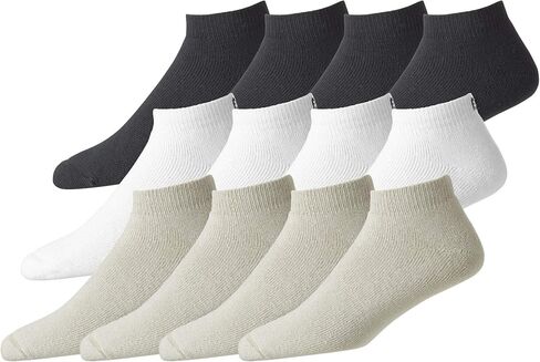 جوارب رياضية مريحة للرجال من FootJoy مكونة من 12 قطعة، 3 أبيض / 3 أسود / 3 خشب دريفتوود، يناسب مقاس الحذاء 7-12 in Kuwait