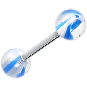 Covet Jewelry Marble Lace Acrylic Top Barbell Tongue Ring in Saudi Arabia