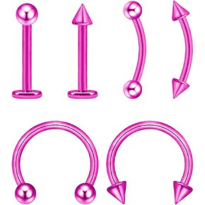 6pcs/12pcs Body Piercing Jewelry Lot 16G Titanium Nose Septum Lip Cartilage Tragus Eyebrow Industrial Barbell Horseshose Piercing Kit Jewelry 8mm/10mm in Saudi Arabia