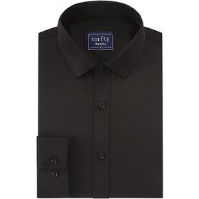 corfty Men Long Sleeve Dress Shirt - Regular Fit Stretch Free-Wrinkle Button Down Shirt
