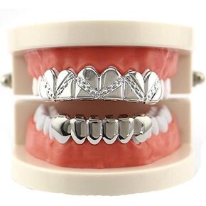 mainlead 4 Color Mat Streaking Grills Teeth 6 Top and Bottom Set Hip Hop Teeth in Kuwait