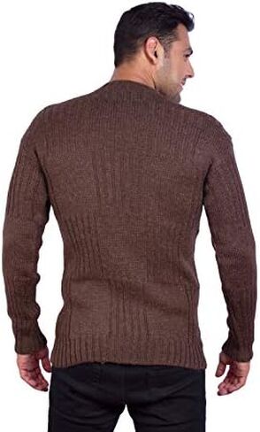 INTI ALPACA Men’s Hand Knit Long Sleeve V-Neck Brown Alpaca Sweater in Saudi Arabia