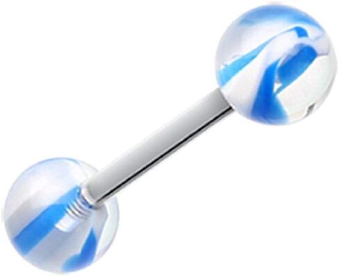 Covet Jewelry Marble Lace Acrylic Top Barbell Tongue Ring in Saudi Arabia