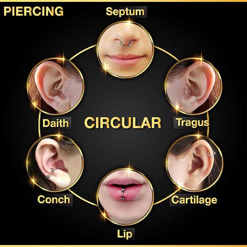 4PCS Stainless Steel Black Horseshoe Circular Barbell 16g 3mm Ball Spike Lip Earrings Septum Piercing Jewelry See More Sizes in Kuwait