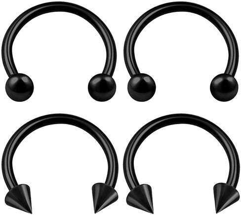 4PCS Stainless Steel Black Horseshoe Circular Barbell 16g 3mm Ball Spike Lip Earrings Septum Piercing Jewelry See More Sizes in Kuwait