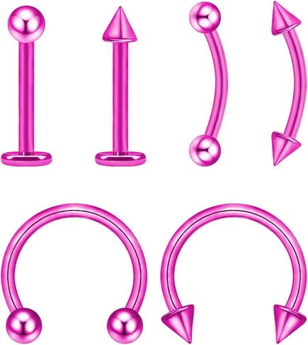 6pcs/12pcs Body Piercing Jewelry Lot 16G Titanium Nose Septum Lip Cartilage Tragus Eyebrow Industrial Barbell Horseshose Piercing Kit Jewelry 8mm/10mm in Saudi Arabia