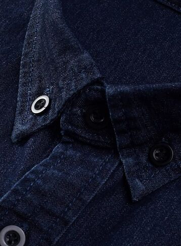 Astylish Mens Regular Fit Long Sleeve Denim Shirt Button Down Henley Chambray Shirt in Saudi Arabia
