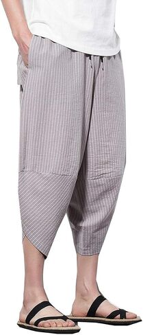 Seidarise Men's Linen Capri Linen Trousers Summer Harem Pants Wide Leg Baggy in Saudi Arabia