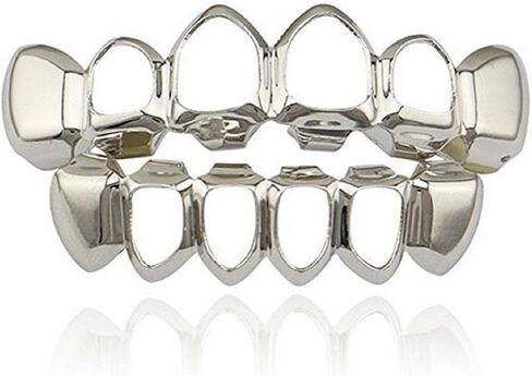 mainlead Open Face Outline Grills 6 Top and Bottom Set Hip Hop Teeth in Kuwait