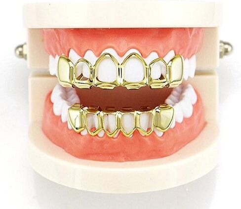 mainlead Open Face Outline Grills 6 Top and Bottom Set Hip Hop Teeth in Kuwait