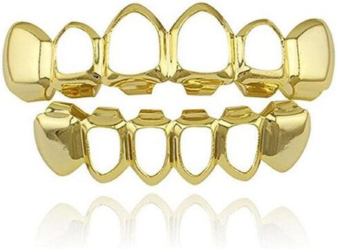mainlead Open Face Outline Grills 6 Top and Bottom Set Hip Hop Teeth in Kuwait