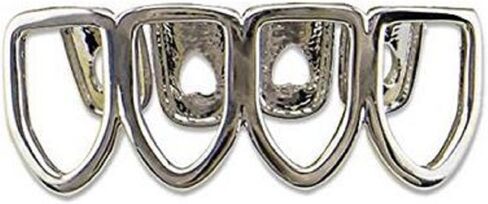 mainlead 14k Gold Silver Grills 4 Teeth Open Face Outline Top and Bottom Set in Kuwait
