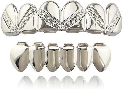 mainlead 4 Color Mat Streaking Grills Teeth 6 Top and Bottom Set Hip Hop Teeth in Kuwait