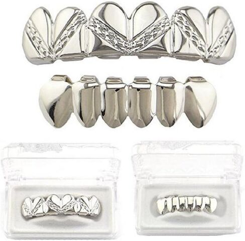 mainlead 4 Color Mat Streaking Grills Teeth 6 Top and Bottom Set Hip Hop Teeth in Kuwait