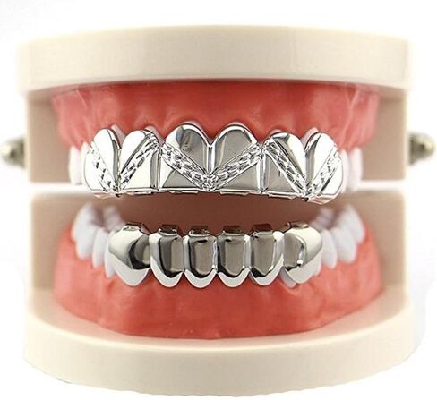 mainlead 4 Color Mat Streaking Grills Teeth 6 Top and Bottom Set Hip Hop Teeth in Kuwait