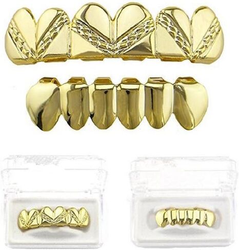 mainlead 4 Color Mat Streaking Grills Teeth 6 Top and Bottom Set Hip Hop Teeth in Kuwait