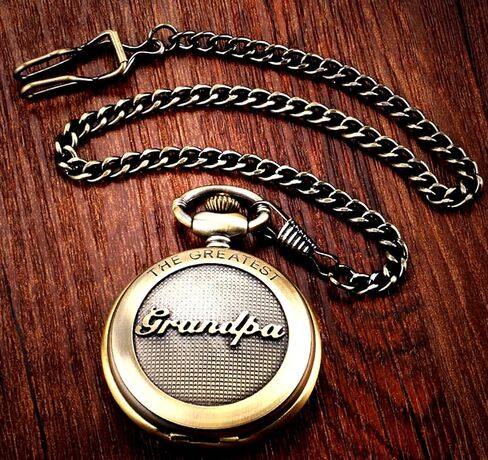 هدية قلادة الجد/الأب الرجعية لساعة الجيب كوارتز + سلسلة in Kuwait