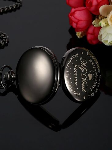 Pocket Watch Engraved Presents for Dad Father with Delicate Box, Christmas Birthday Fathers Day Present from Daughter Son Kid in Saudi Arabia