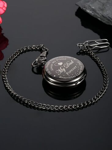 Pocket Watch Engraved Presents for Dad Father with Delicate Box, Christmas Birthday Fathers Day Present from Daughter Son Kid in Saudi Arabia