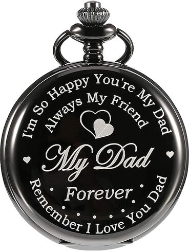Pocket Watch Engraved Presents for Dad Father with Delicate Box, Christmas Birthday Fathers Day Present from Daughter Son Kid in Saudi Arabia