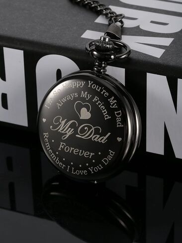 Pocket Watch Engraved Presents for Dad Father with Delicate Box, Christmas Birthday Fathers Day Present from Daughter Son Kid in Saudi Arabia