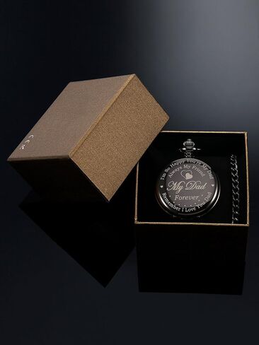 Pocket Watch Engraved Presents for Dad Father with Delicate Box, Christmas Birthday Fathers Day Present from Daughter Son Kid in Saudi Arabia