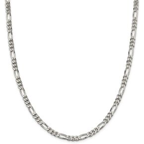 Solid 925 Sterling Silver 5.5mm Figaro Chain Necklace - with Secure Lobster Lock Clasp in Saudi Arabia