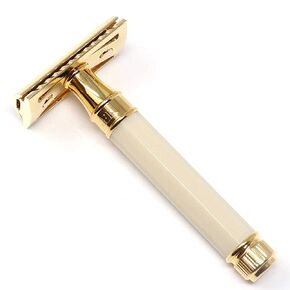 Double Edge Safety Razor, Regular Handle, Imitation Ivory and Gold Plated Octagonal in Kuwait