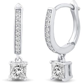1 5/8 Carat tw Cubic Zirconia Princess Cut Drop Dangle Hoop Earrings in 925 Sterling Silver Jewelry in Saudi Arabia