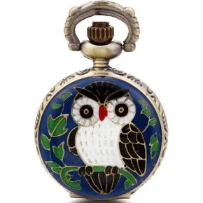JewelryWe Vintage Pocket Watch Novelty Owl Locket Pendant Watch Steampunk Quartz Necklace Watch with 31.5 Inch Chain, for Xmas Christmas in Saudi Arabia