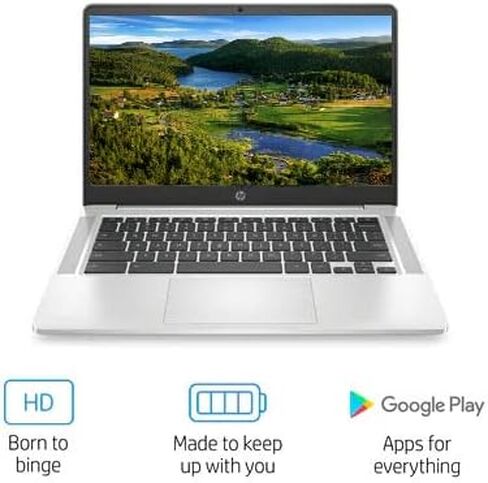 2022 Newest HP Chromebook Laptop, 14" HD Screen, AMD 3015Ce Processor, 4GB RAM, 32GB eMMC Flash Memory, Webcam, WiFi, Bluetooth, Fast Charge, Chrome OS, Mineral Silver in Saudi Arabia