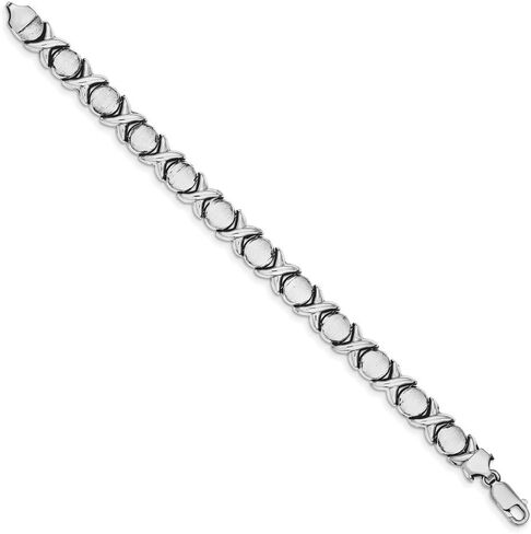 925 Sterling Silver and Brushed X's and O's Bracelet - with Secure Lobster Lock Clasp 7.25" in Kuwait