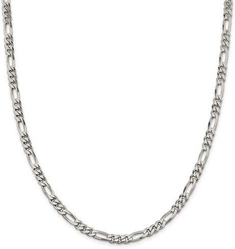 Solid 925 Sterling Silver 5.5mm Figaro Chain Necklace - with Secure Lobster Lock Clasp in Saudi Arabia